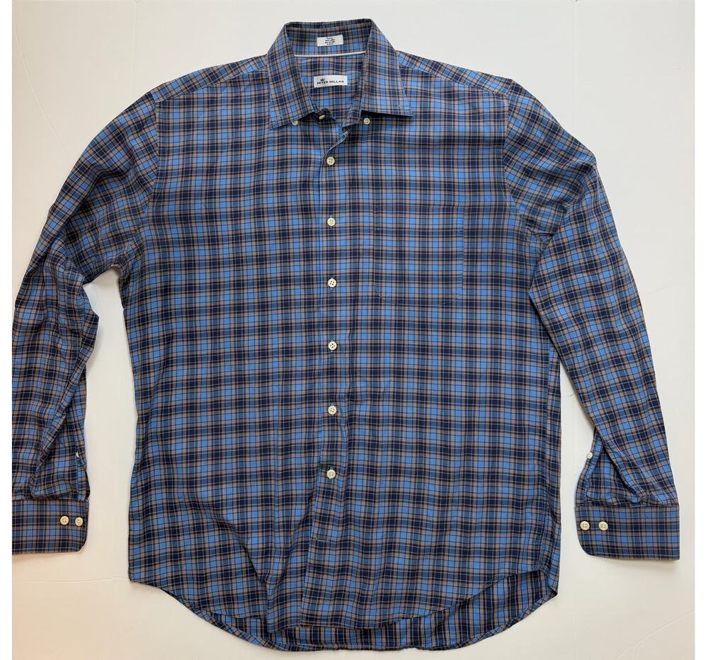 Peter Millar Size Large 100% Cotton Button Down Soft Light Blue